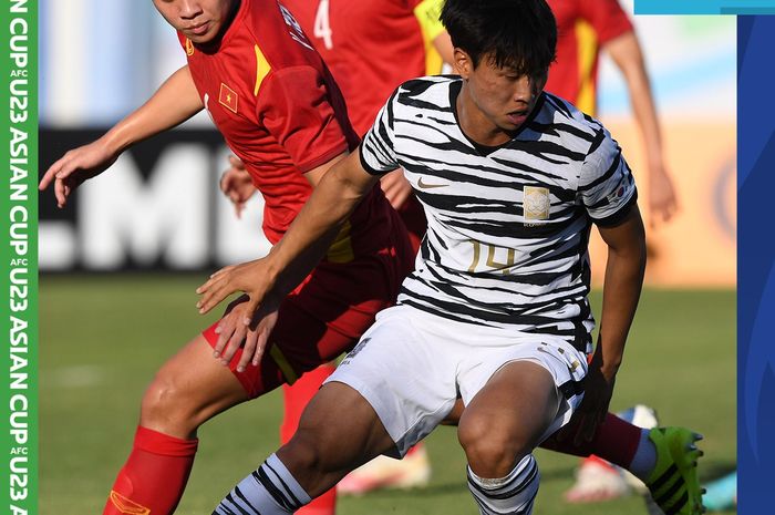 Timnas U-23 Vietnam bermain imbang 1-1 dengan Korea Selatan di laga kedua grup C Piala Asia U-23 2022 di Lokomotiv Stadium, Taskhent, Uzbekistan pada Minggu (5/6/2022).