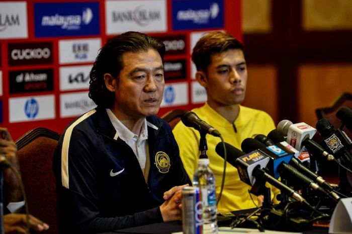 Pelatih Timnas Malaysia Kim Pan-gon tampil dalam konferensi pers, Senin (13/6/2022), di Kuala Lumpur, menjelang lawan Bangladesh di Kualifikasi Piala Asia 2023.