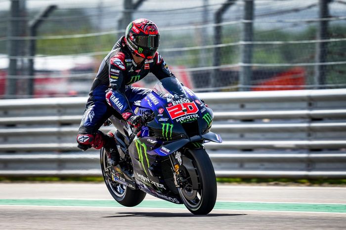 Pembalap Monster Energy Yamaha, Fabio Quartararo saat sesi latihan bebas di MotoGP Jerman 2022