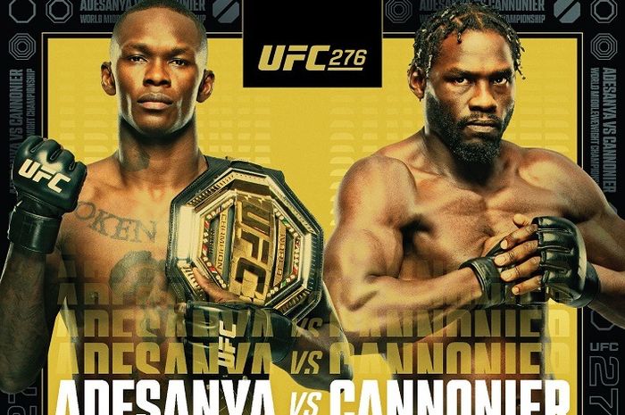 Poster pertarungan Israel Adesanya vs Jared Cannonier di UFC 276 pada 2 Juli 2022.