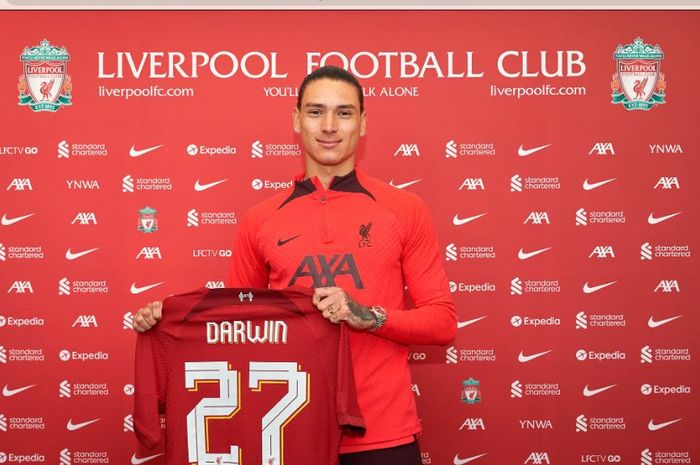 Penyerang anyar Liverpool, Darwin Nunez, akan mengenakan jersei nomor 27.