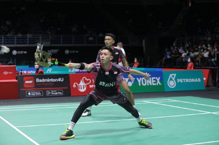 Pebulu tangkis ganda putra Indonesia, Fajar Alfian/Muhammad Rian Ardianto di babak pertama Malaysia Open 2022, Selasa (28/6/2022)