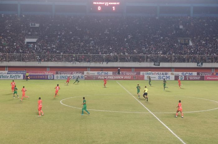 Semifinal Piala Presiden 2022 antara PSS vs Borneo FC di Stadion Maguwoharjo, Sleman, Yogyakarta, Kamis (7/7/2022).