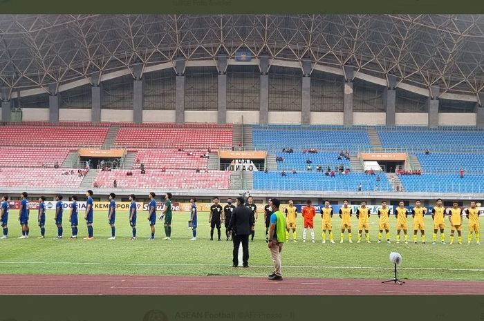 Suasana pertandingan lanjutan Grup A Piala AFF U-19 2022 antara Thailand vs Brunei Darussalam, Jumat (8/7/2022).