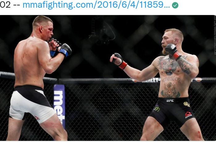 Pertarungan pertama Nate Diaz kala bersua dengan Conor McGregor di UFC 196 pada 5 Maret 2016.