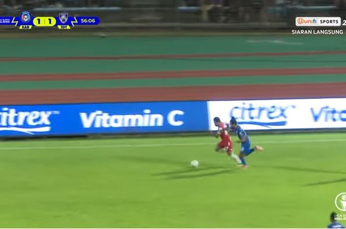 Saddil Ramdani tampil 90 menit saat Sabah FC melawan Johor Darul Takzim, Jumat (15/7/2022).