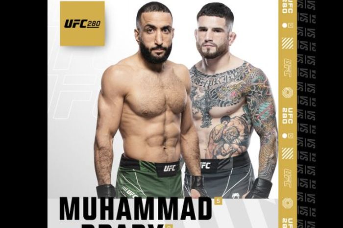 Poster Belal Muhammad vs Sean Brady dalam gelaran UFC 280 pada 22 Oktober 2022 di Abu Dhabi.