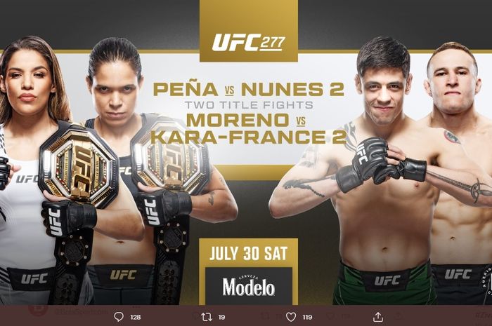 Poster gelaran UFC 277 yang akan diselenggarakan pada Minggu (31/7/2022)