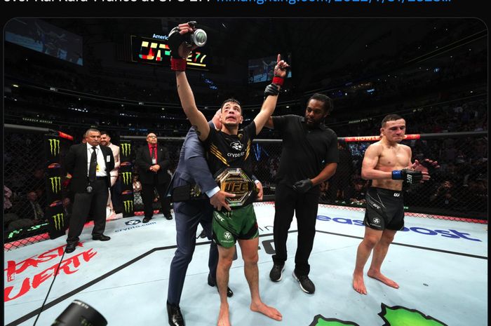 Momen Brandon Moreno dinyatakan menang atas petarung yang pernah berjaya di Indonesia, Kai Kara-France pada UFC 277 (31/7/2022) di Texas, Amerika Serikat.