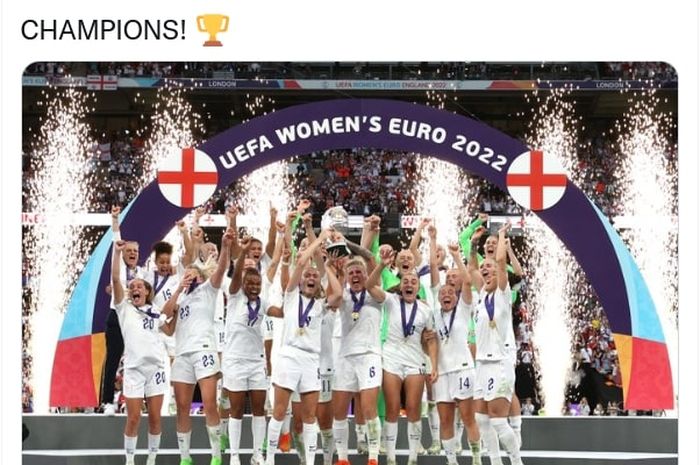 Timnas wanita Inggris menjuarai Euro 2022 usai kalahkan Jerman pada final di Wembley, London (31/7/2022).