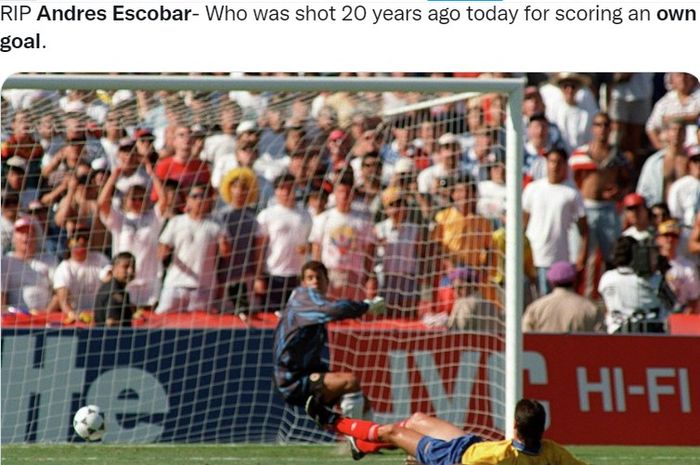 Gara-gara gol bunuh dirinya, Andres Escobar harus menanggung akibat paling buruk, kematian.