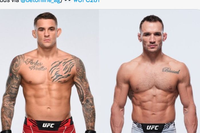 Petarung kelas ringan Dustin Poirier (kiri) dan Michael Chandler (kanan).