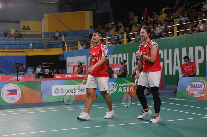 Pasangan ganda putri Indonesia, Ribka Sugiarto/Siti Fadia Silva Ramadhanti, pada Kejuaraan Asia 2022, Mei di Muntinlupa Sports Complex, Manila, Filipina.