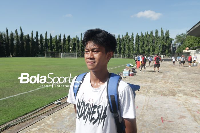 Pemain timnas U-16 Indonesia, Muhammad Kafiatur Rizky saat sesi latihan jelang laga lawan Vietnam di lapangan UNY, Jumat (5/8/2022).