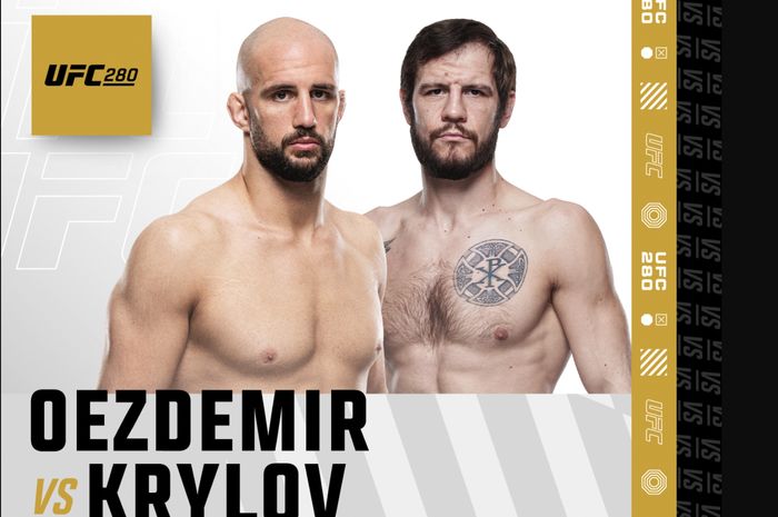 Poster duel dua jagoan kelas berat ringan, Volkan Oezdemir (kiri), lawan Nikita Krylov (kanan) yang bakal digelar di UFC 280.