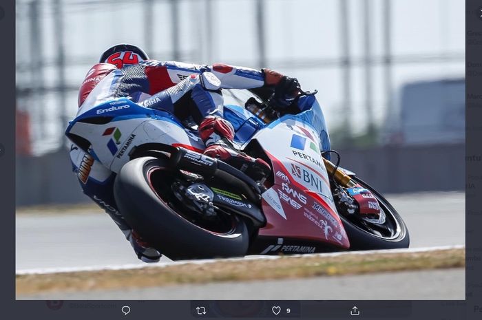 Jagoan Pertamina Mandalika SAG, Bo Bendsneyder, beraksi di MotoGP Inggris 2022 pada Minggu (7/8/2022) WIB. 