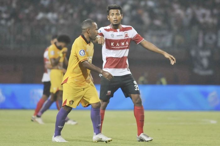 Zulfiandi saat bermain untuk Madura United dalam laga pekan ketiga Liga 1 2022-2023 melawan Persik Kediri, Sabtu (6/8/2022).