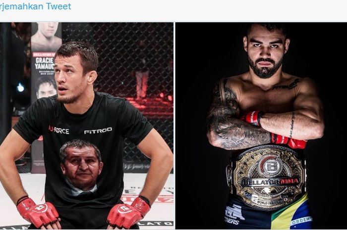 Montase murid Khabib Nurmagomedov, Usman Nurmagomedov (kiri), dan calon lawannya, Patricky Freire (kanan) yang bakal disabung di ajang saingan UFC, Bellator.