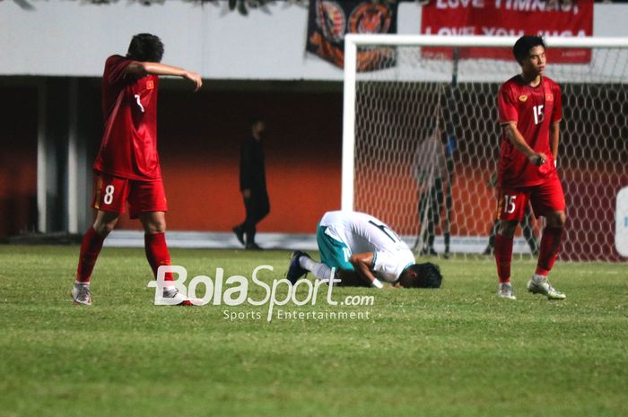 Sulthan Zaky merayakan keunggulan Indonesia atas Vietnam di final Piala AFF U-16 2022, Jumat (12/8/2022) di Stadion Maguwoharjo, Sleman.