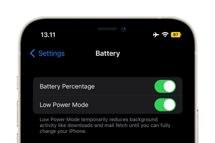 iOS 16 Beta 6 Perbarui Tampilan Persentase Baterai Mode Daya Rendah