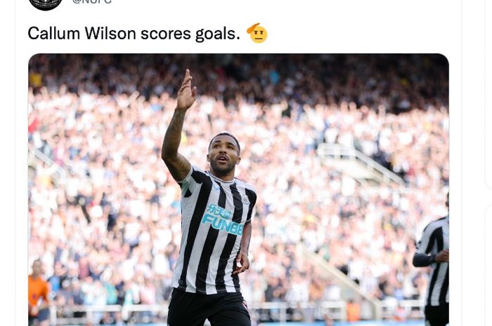 Callum Wilson mencetak gol untuk Newcastle United ke gawang Manchester City pada pekan ketiga Liga Inggris, Minggu (23/8/2022)