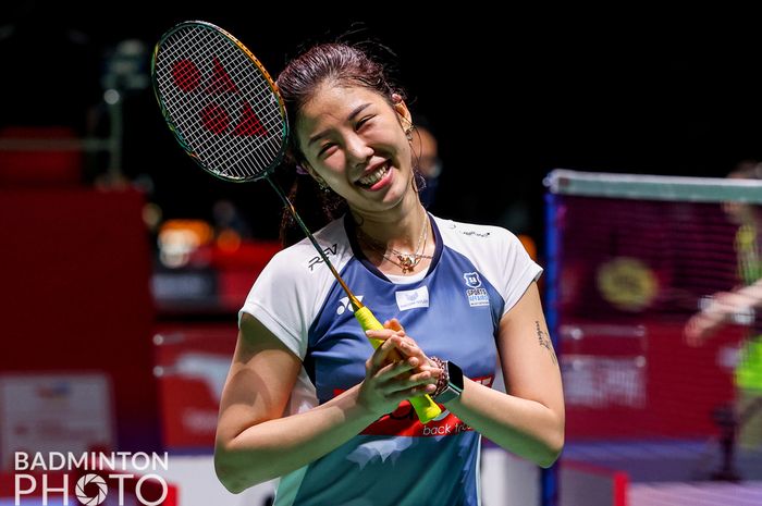 Pemain tunggal putri Malaysia, Soniia Cheah, tersenyum usai memastikan langkah ke babak 32 besar Kejuaraan Dunia 2022 di Tokyo Metropolitan Gymnasium, Tokyo, Jepang, Selasa (23/8/2022).