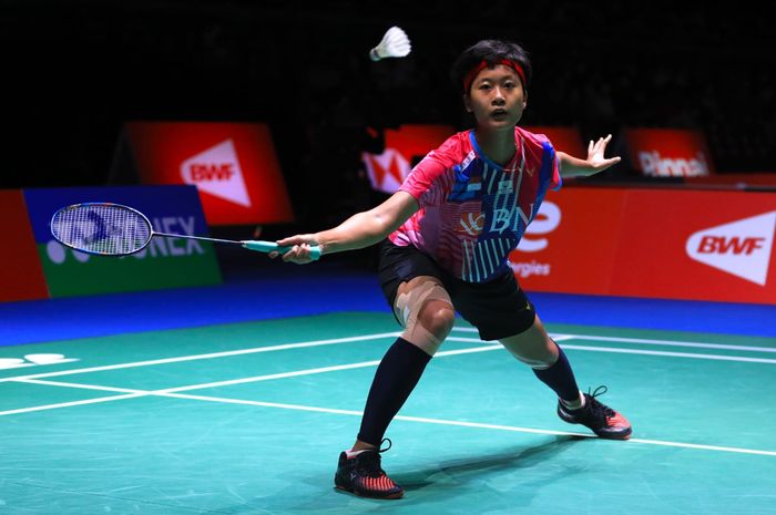 Pebulu tangkis tunggal putri Indonesia, Putri Kusuma Wardani, pada babak pertama Kejuaraan Dunia 2022 di Tokyo Metropolitan Gymnasium, Selasa (23/8/2022).