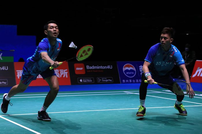 Ganda putra Indonesia, Fajar Alfian/Muhammad Rian Ardianto saat tampil pada babak perempat final Kejuaraan Dunia 2022, Jumat (26/8/2022)