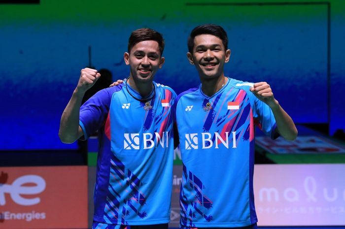 Pasangan ganda putra Indonesia, Fajar Alfian/Muhammad Rian Ardianto usai pertandingan perempat final Kejuaraan Dunia 2022, Jumat (26/8/2022)
