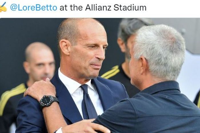 Soal bisikan dengan Massimiliano Allegri setelah duel Juventus vs AS Roma di Liga Italia, Jose Mourinho mengutarakan isi kalimatnya.