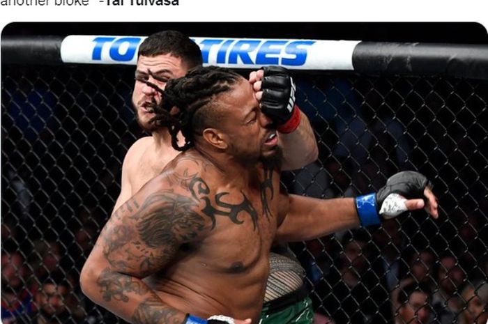 Jagoan yang bakal beraksi di UFC Paris, Tai Tuivasa dengan bogem kerasnya.