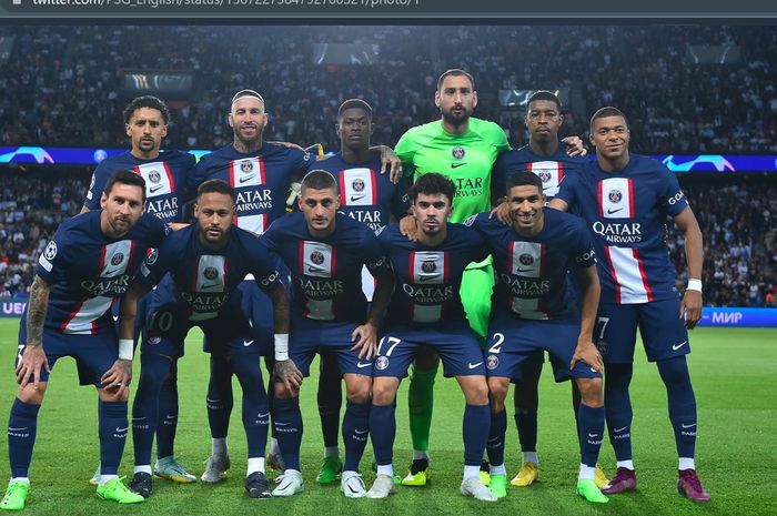 Skuad Paris Saint-Germain saat menghadapi Juventus pada matchday pertama Liga Champions 2022-2023.
