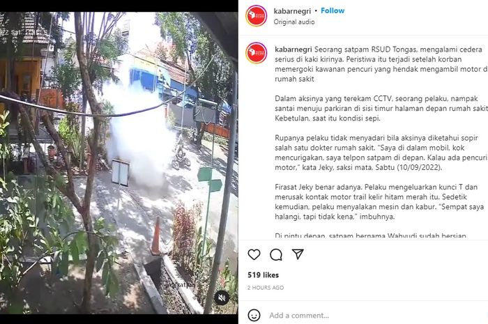 Coba Gagalkan Aksi Pencurian Motor di Purbalingga, Seorang Satpam