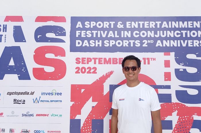 Founder dan CEO Dash Sports, Alit Aryaguna, pada acara Dash Fest 2022 yang berlangsung di kawasan Gelora Bung Karno, Senayan, Jakarta, Minggu (11/9/2022).