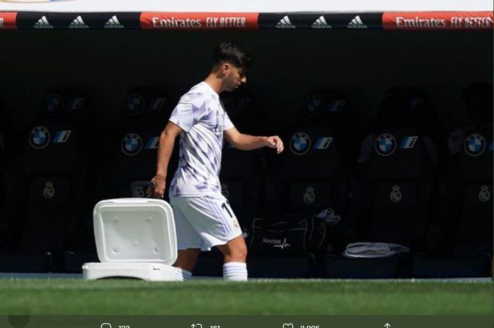 Pemain Real Madrid, Marco Asensio mengamuk saat batal dimainkan di laga pekan kelima Liga Spanyol melawan Mallorca.