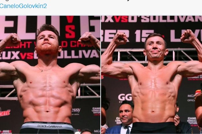 Montase dua petinju, Canelo Alvarez (kiri), dan Gennady Golovkin (kanan).