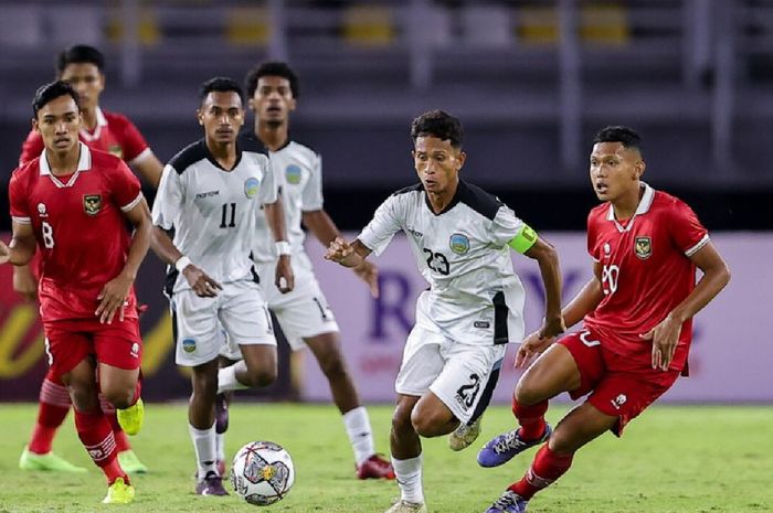 Suasana pertandingan Grup F Kualifikasi Piala Asia U-20 2023 ketika Timnas U-20 Indonesia menjamu Timor Leste, Rabu (14/9/2022).