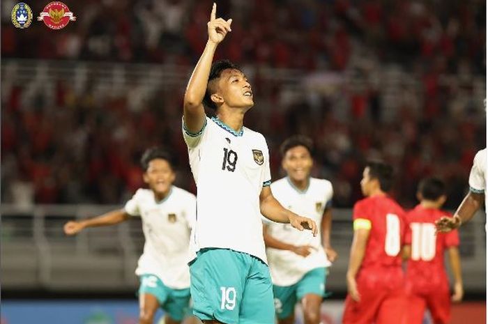 Selebrasi gol pemain Timnas U-20 Indonesia, Rabbani Tasnim