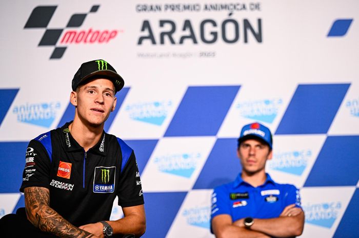 Pembalap Monster Energy Yamaha, Fabio Quartararo pada sesi press conference MotoGP Aragon 2022