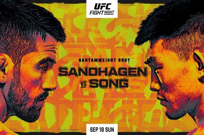 Poster pertarungan main event UFC Vegas 60: Cory Sandhagen vs Song Yadong.