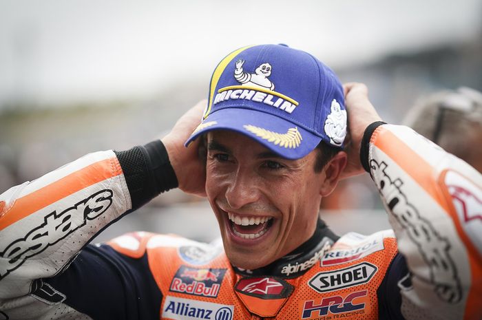 Senyum merekah Marc Marquez atas performanya di MotoGP Jepang 2022.