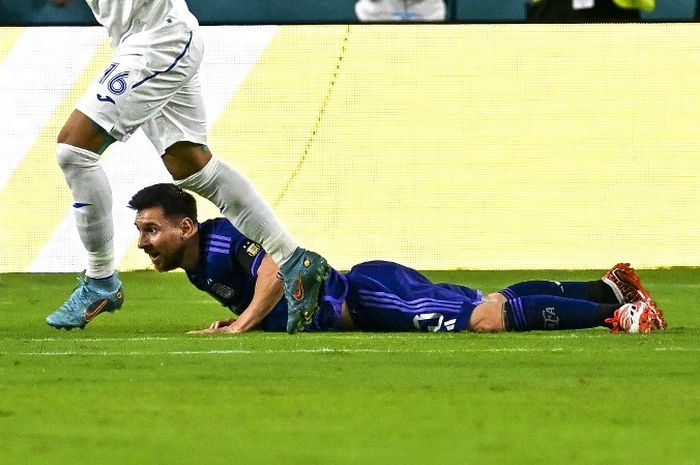 Lionel Messi dalam laga uji coba Argentina vs Honduras di Florida, Sabtu (24/9/2022) pagi WIB.