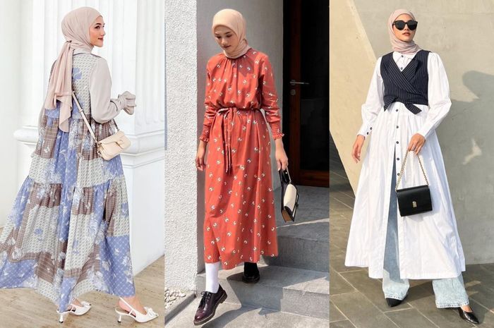 Inspirasi Dress Hijab Motif yang Elegan