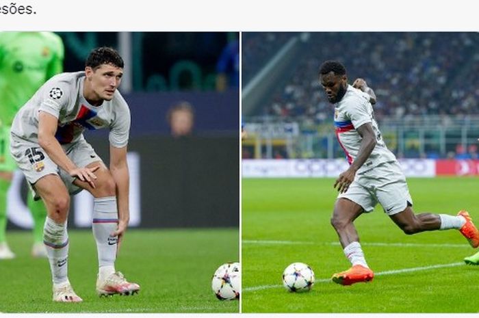 Dua pemain Barcelona, Andreas Christensen (kiri) dan Franck Kessie (kanan), dilaporkan mengalami cedera.