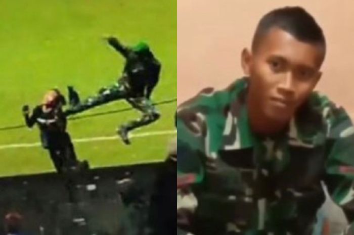 Di hadapan Komandan, oknum TNI yang menendang suporter Arema FC mengaku salah dan khilaf hingga datangi rumah korban