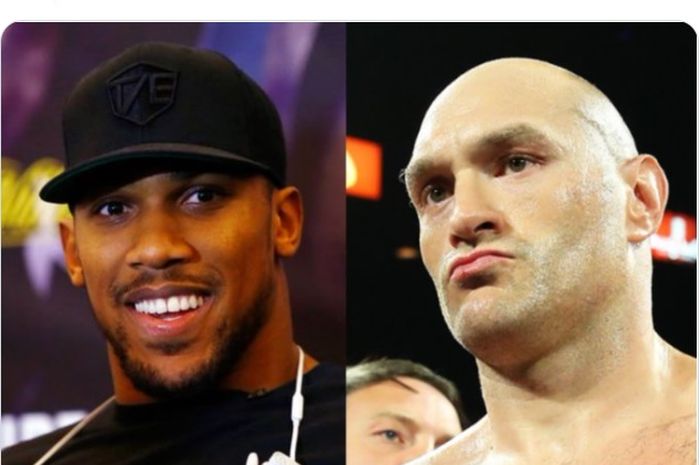 Montase dua petinju kelas berat, Anthony Joshua (kanan), dan Tyson Fury (kiri).