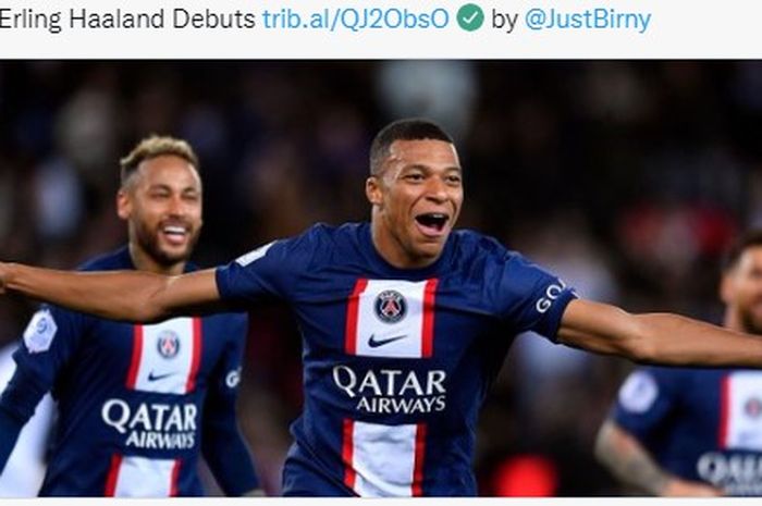 Pemain Paris Saint-Germain, Kylian Mbappe (depan), menjadi pemai dengan torehan gol paling banyak di tahun 2022