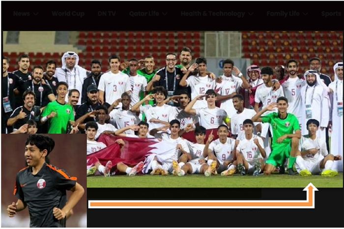 Abdurrahman Iwan (duduk pojok kanan bawah) berfoto bersama skuad Timnas U-17 Qatar seusai lolos ke Piala Asia U-17 2023.