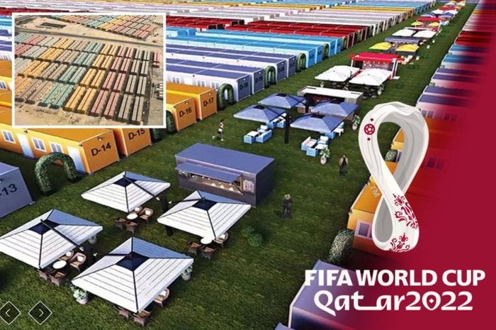 Penampakan Fan Village yang merupakan penginapan khusus penggemar Piala Dunia 2022 Qatar yang mirip Peti Kemas di pelabuhan.