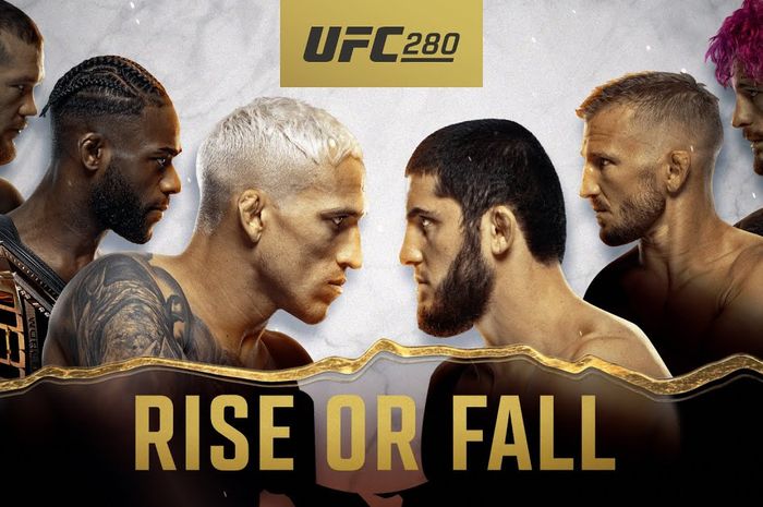 Poster UFC 280 dengan laga utama duel antara Charles Oliveira melawan Islam Makhachev.